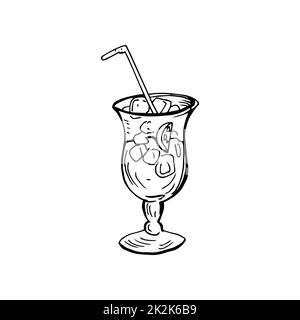 Cocktail de fines lignes noires sur fond blanc - Vector Banque D'Images