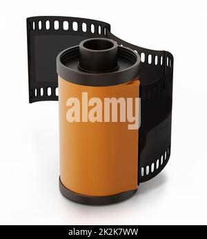 Bande de film vintage isolée sur fond blanc. 3D illustration Banque D'Images