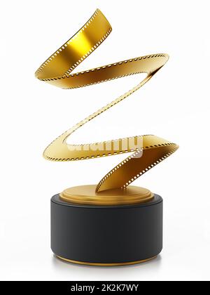 Golden film Strip film Award. 3D illustration Banque D'Images