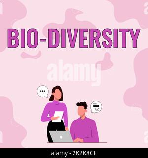 Affiche textuelle montrant Bio Diversity. Aperçu de l'entreprise diversité des organismes de vie faune marine écosystème Habitat partenaires partager de nouvelles idées pour améliorer les compétences stratégies de travail. Banque D'Images