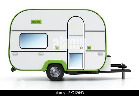 Caravane isolée sur fond blanc. 3D illustration Banque D'Images
