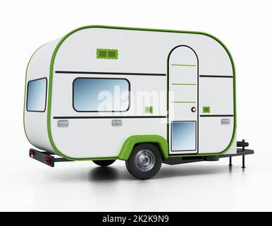 Caravane isolée sur fond blanc. 3D illustration Banque D'Images