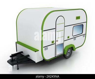 Caravane isolée sur fond blanc. 3D illustration Banque D'Images