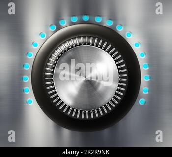 Bouton de commande en métal brossé de style vintage. 3D illustration Banque D'Images