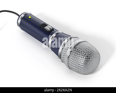 Microphone à câble au design classique, isolé sur fond blanc. 3D illustration Banque D'Images