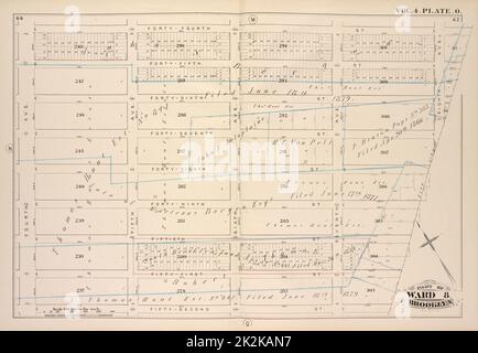 Cartographie, cartes. 1880. Lionel Pincus et Princess Firyal Map Division. Brooklyn (New York, N.Y.), immeubles , New York (État) , New York vol. 4. Plaque, O. carte reliée par la rue quarante-quatrième, ligne de la ville, cinquante-deuxième rue, quatrième avenue; y compris la rue quarante-cinquième, Quarante-sixième rue, quarante-septième rue, quarante-huitième rue, quarante-neuvième rue, cinquantième rue, Cinquante-première rue, Fifth Ave., Sixth Ave., Seventh Ave., Eighth Ave Banque D'Images