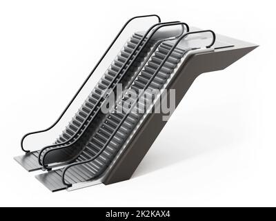Escalier roulant isolé sur fond blanc. 3D illustration Banque D'Images
