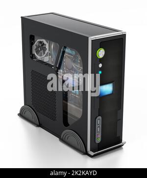 Boîtier PC moderne isolé sur fond blanc. 3D illustration Banque D'Images