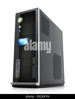 Boîtier PC moderne isolé sur fond blanc. 3D illustration Banque D'Images