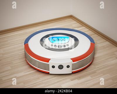 Aspirateur automatique sur parquet. 3D illustration Banque D'Images