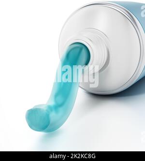 Dentifrice sortant du tube. 3D illustration Banque D'Images
