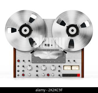 Machine d'enregistrement audio vintage isolée sur fond blanc. 3D illustration Banque D'Images