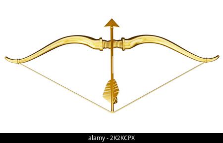 Arc et flèche de Cupid en forme de coeur. 3D illustration Banque D'Images