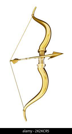 Arc et flèche de Cupid en forme de coeur. 3D illustration Banque D'Images