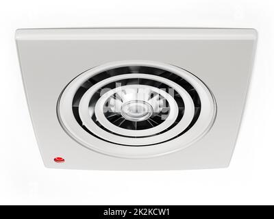 Ventilateur de plafond à grille isolée sur fond blanc. 3D illustration Banque D'Images