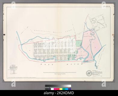 Cartographie, cartes. 1888 - 1897. Lionel Pincus et Princess Firyal Map Division. Bronx (New York, New York) Planche 16: Carte no 17 délimitée par Third Avenue, First Street, East River et onzième Street. Banque D'Images