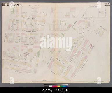 Cartographie, cartes. 1855. Lionel Pincus et Princess Firyal Map Division. Brooklyn (New York, New York), assurance, incendie , cartes planche 25 : carte délimitée par Willoughby Street, Raymond Street, Lafayette Avenue, Flatbush Avenue, Powers Street, Rue Schermerhorn, rue Bond, avenue Fulton, rue Gold Banque D'Images