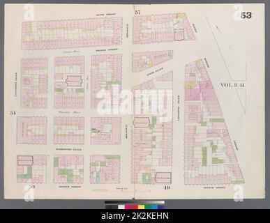 Cartographie, cartes. 1857 - 1862. Lionel Pincus et Princess Firyal Map Division. Manhattan (New York, New York), immeuble , New York (État) , New York planche 53 : carte délimitée par 9th rue, Fourth Avenue, 4th rue, University place Banque D'Images