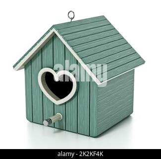 Maison d'oiseau avec porte en forme de coeur. 3D illustration Banque D'Images