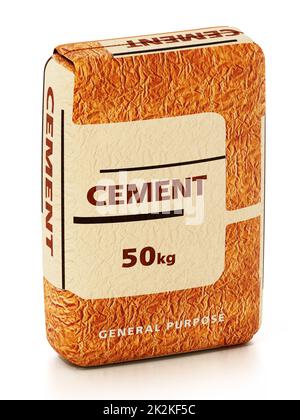 Sac de ciment avec conception générique de paquet isolé sur fond blanc. 3D illustration Banque D'Images
