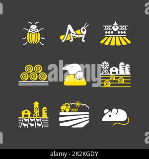 Icône de glyphe de champ d'exploitation. Signe animal d'agriculture Banque D'Images