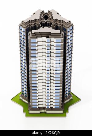 Bâtiment moderne isolé sur fond blanc. 3D illustration Banque D'Images