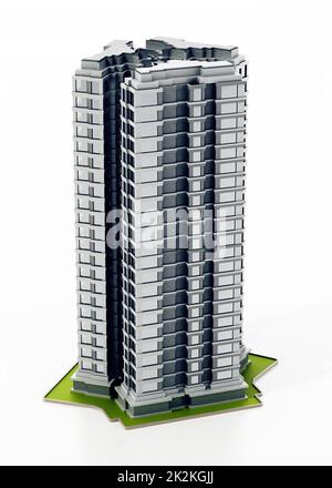 Bâtiment moderne isolé sur fond blanc. 3D illustration Banque D'Images