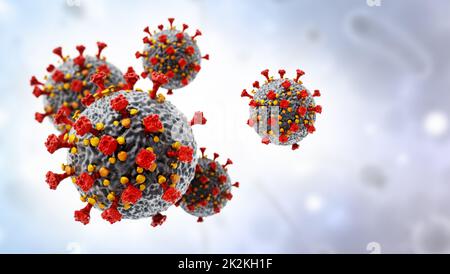 Groupe de virus en arrière-plan. 3D illustration Banque D'Images