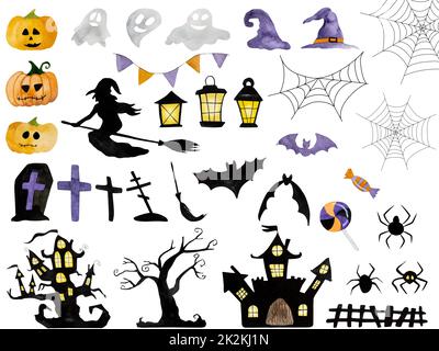 Dessins d'Halloween aquarelle Banque D'Images