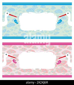 Newborn set banners.Two colors for boys and girls. Banque D'Images