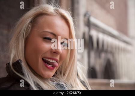 vue de selfie d'une femme prenant un autoportrait Banque D'Images