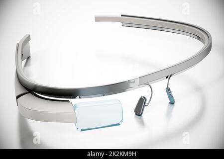 Lunettes intelligentes génériques de réalité augmentée portables isolées sur fond blanc. 3D illustration Banque D'Images