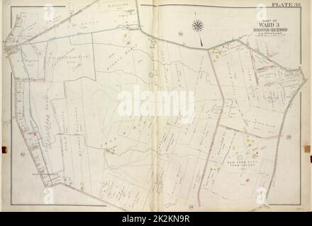 Cartographie, cartes. 1917. Lionel Pincus et Princess Firyal Map Division. Staten Island (New York, New York) Plaque 38, partie de la carte du quartier 3 reliée par l'autoroute à péage de Richmond, Darcys Lane, Willow Brook Road (Gun Factory RD), Bradley Ave, Manor Road (Egbert Road), Rockland RD, Forest Hill Road (Port Richmond RD), Hotel Ave Banque D'Images