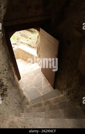 Entrée au monastère de la Sainte Trinité, Meteora Banque D'Images