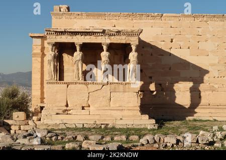 Le beau porche des Maidens, attaché au temple d'Erechtheion Banque D'Images