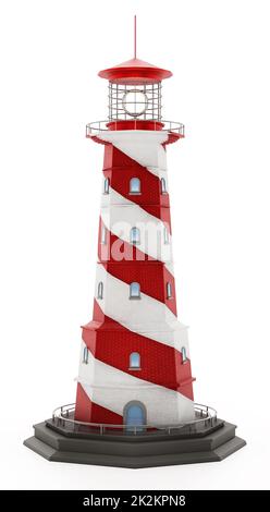 Phare générique isolé sur fond blanc. 3D illustration Banque D'Images