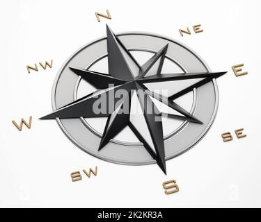 Symbole de boussole vintage indiquant les directions. 3D illustration Banque D'Images