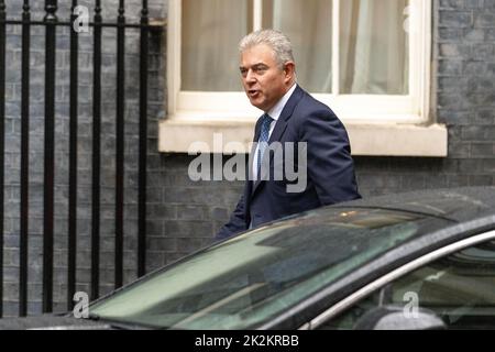 Londres, Royaume-Uni. 23rd septembre 2022. Brandon Lewis, Lord Chancelier et secrétaire d'État à la Justice, arrive à une réunion du Cabinet au 10 Downing Street London. Crédit : Ian Davidson/Alay Live News Banque D'Images