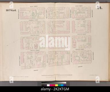 Cartographic, Maps. 1852. Lionel Pincus and Princess Firyal Map Division. Manhattan (New York, N.Y.), Real property , New York (State) , New York, Fire insurance Plate 24: Map bounded by Bowery, Rivington Street, Allen Street, Grand Street Stock Photo