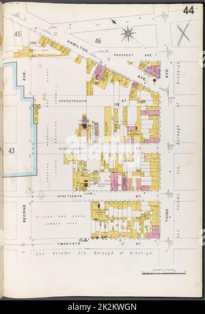 Cartographie, cartes. 1884 - 1936. Lionel Pincus et Princess Firyal Map Division. Assurance-incendie , New York (État), immobilier , New York (État), Villes et villages , New York (État) Brooklyn plate No. 44 carte délimitée par 2nd Ave., Hamilton Ave., 3rd Ave., 20th St. Banque D'Images