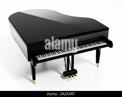 Piano à queue générique isolé sur fond blanc. 3D illustration. 3D illustration Banque D'Images