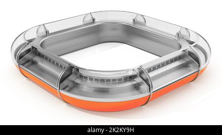 Comptoir de réfrigérateur de supermarché industriel de forme carrée. 3D illustration Banque D'Images
