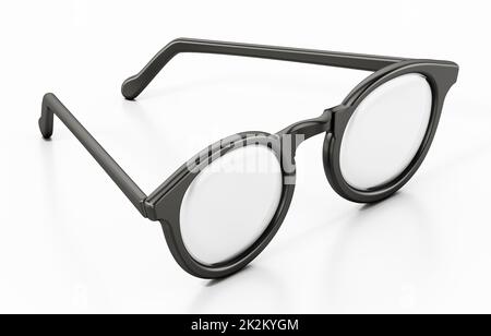 Lunettes rondes isolées sur fond blanc. 3D illustration Banque D'Images