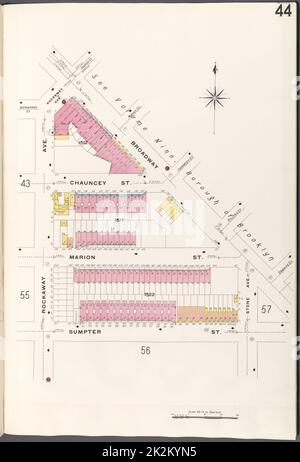 Cartographie, cartes. 1884 - 1936. Lionel Pincus et Princess Firyal Map Division. Assurance incendie , New York (État), immobilier , New York (État), Villes et villages , New York (État) Brooklyn V. 5, plaque no 44 carte délimitée par Broadway, Stone Ave., Sumpter St., Rockway Ave Banque D'Images