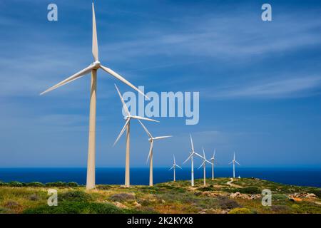 Éoliennes. Crète, Grèce Banque D'Images