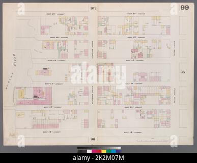 Cartographie, cartes. 1857 - 1862. Lionel Pincus et Princess Firyal Map Division. Manhattan (New York, N.Y.), immeuble , New York (État) , New York planche 99 : carte délimitée par West 47th Street, Tenth Avenue, West 42nd Street, Hudson River Banque D'Images