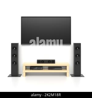 Illustration du kit Home Cinema 3D sur fond blanc Banque D'Images