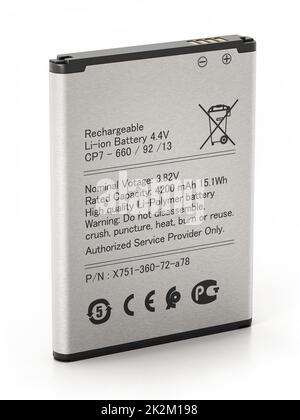 Batterie de rechange générique pour smartphone isolée sur fond blanc. 3D illustration Banque D'Images