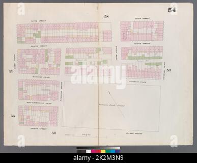 Cartographie, cartes. 1857 - 1862. Lionel Pincus et Princess Firyal Map Division. Manhattan (New York, New York), immeuble , New York (État) , New York planche 54 : carte délimitée par 9th rue, place de l'Université, 4th rue, Sixième avenue Banque D'Images