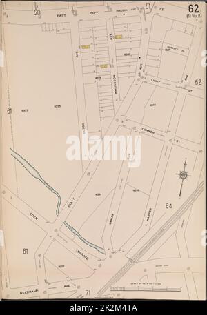 Cartographic, Maps. 1918. Lionel Pincus and Princess Firyal Map Division. Fire insurance , New York (State), Real property , New York (State), Cities & towns , New York (State) Bronx, V. 18, Plate No. 62 Map bounded by E. 233rd St., Harper Ave., Needham Ave. Stock Photo